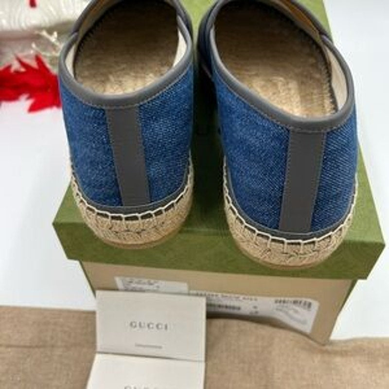 Men's Gucci interlocking G Espadrilles in blue denim size 9, made in Spain