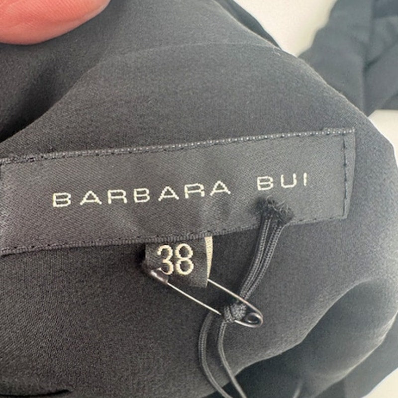 Barbara Bui NWT Black 100% Silk Necktie Designer Blouse Size 38 / US 6