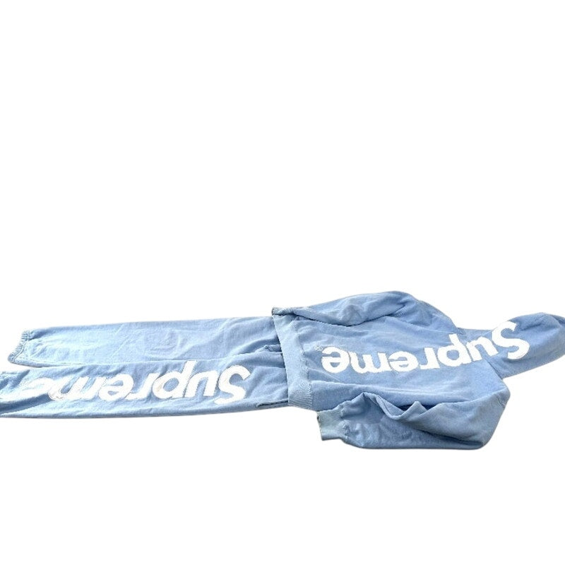 Men's Supreme Baby Blue Satin Appliqué Sweatpants and Hoodie Sweatshirt Size L