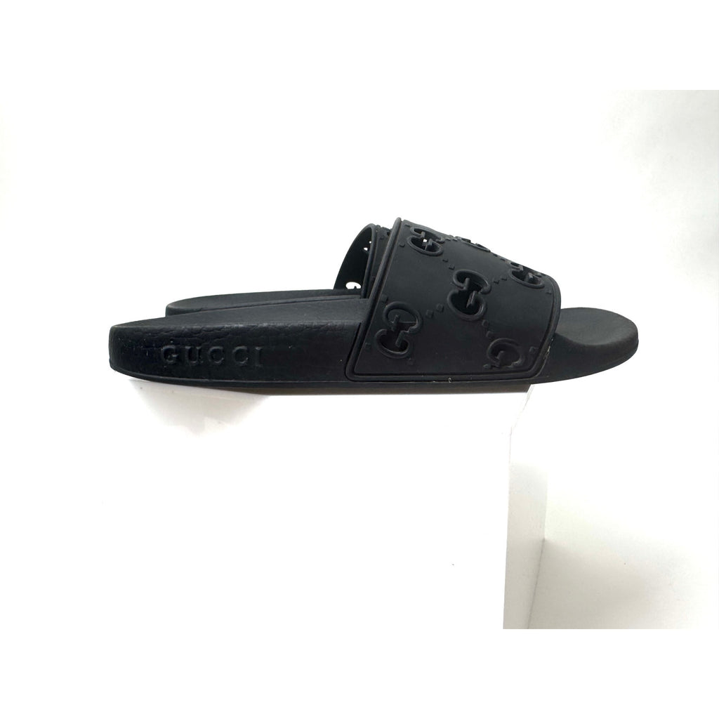 Women's Gucci Black Rubber GG Slides Size 36