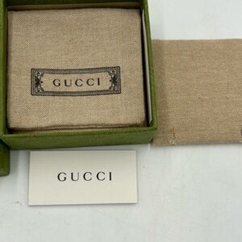 Gucci logo, engraved sterling silver hexagon stud earrings made in Italy