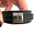 Hermes Rare Black Logo Artemis Leather With Silver Closure Bracelet
