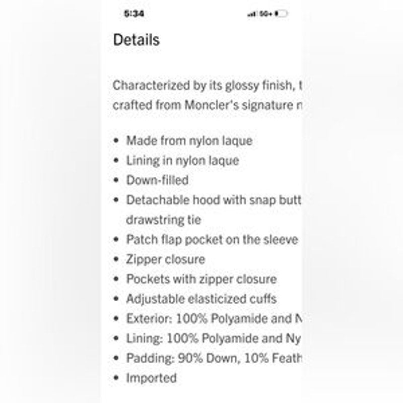 Women's Moncler Bady short down puffer jacket size 5/XL NWT