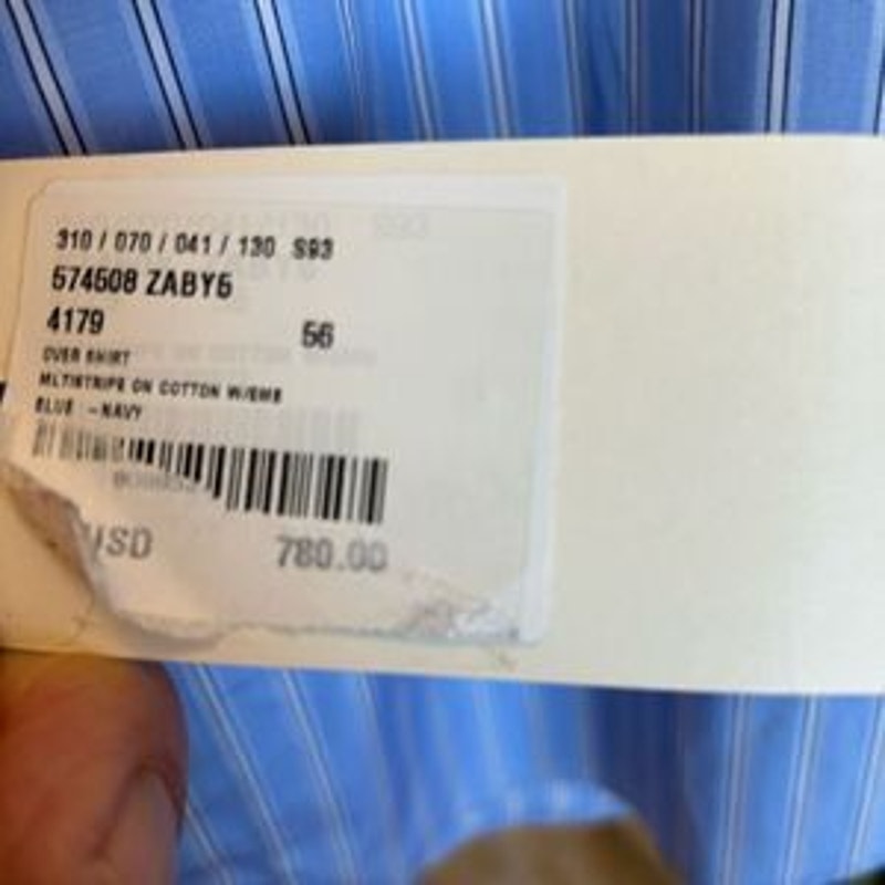 Men’s Gucci, blue stripe button up cotton shirt, size 56 made in Italy