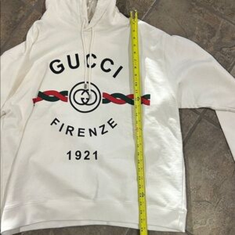 Men's Gucci FIRENZE 1921 cotton hoodie interlocking G/web stripe size XL