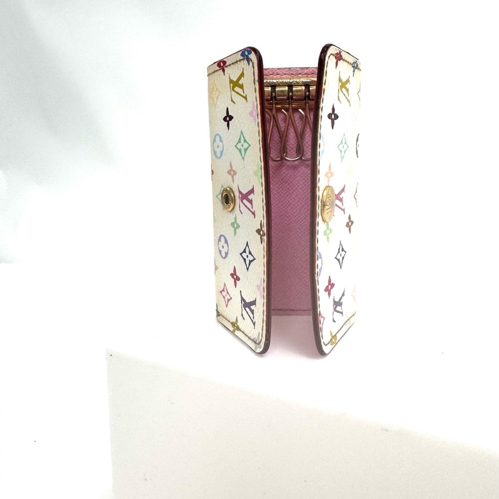 Women’s Louis Vuitton x Murakami monogram snap closure key holder, pink interior