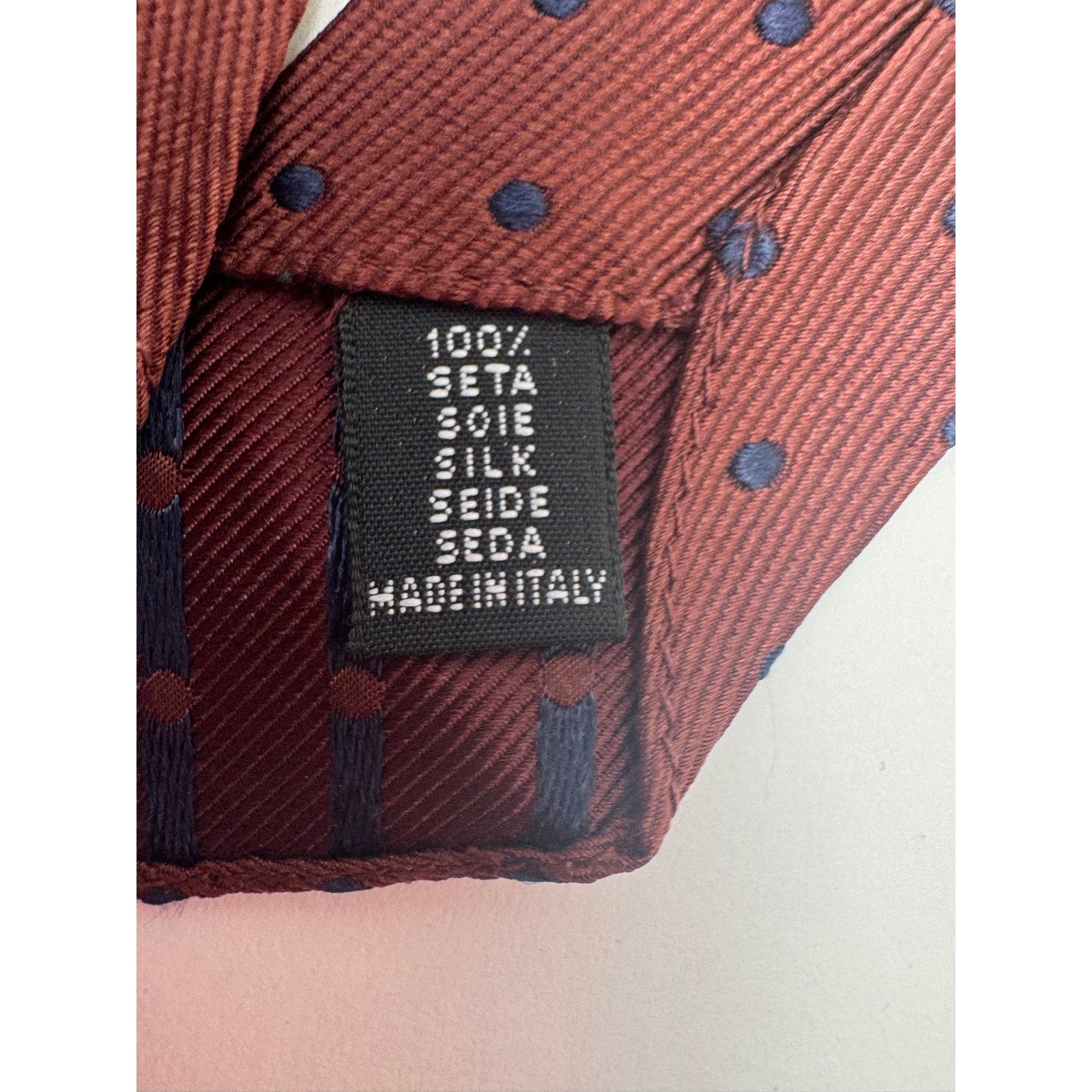 Dsquared2 NWOT Men's Burgundy & Navy Silk Polka Dot Tie Made in Italy