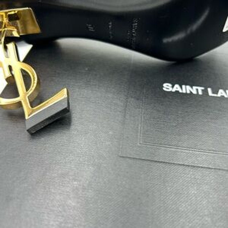 Women's Saint Laurent OPYUM black pattern, leather sandals size 40 made in Italy