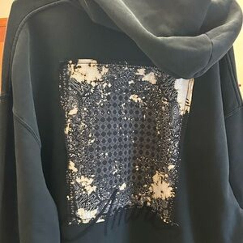 Men's Amiri bleach bandanna cotton oversized hoodie size XXL made in Italy