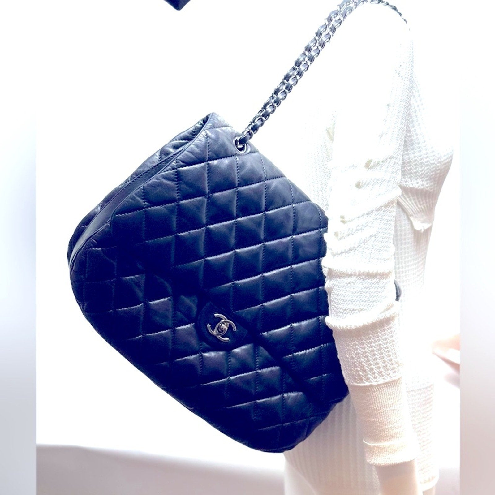 Chanel Special 3 slot flap Black Quilted wSilver Hardware employees only edition