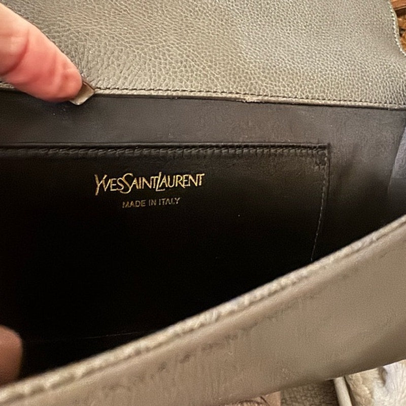 YSL Belle Du Jour grey clutch/ shoulder bag or cross body adding strap or chain