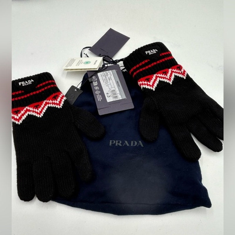 Unisex Prada wool/cashmere knit gloves size large made in Italy