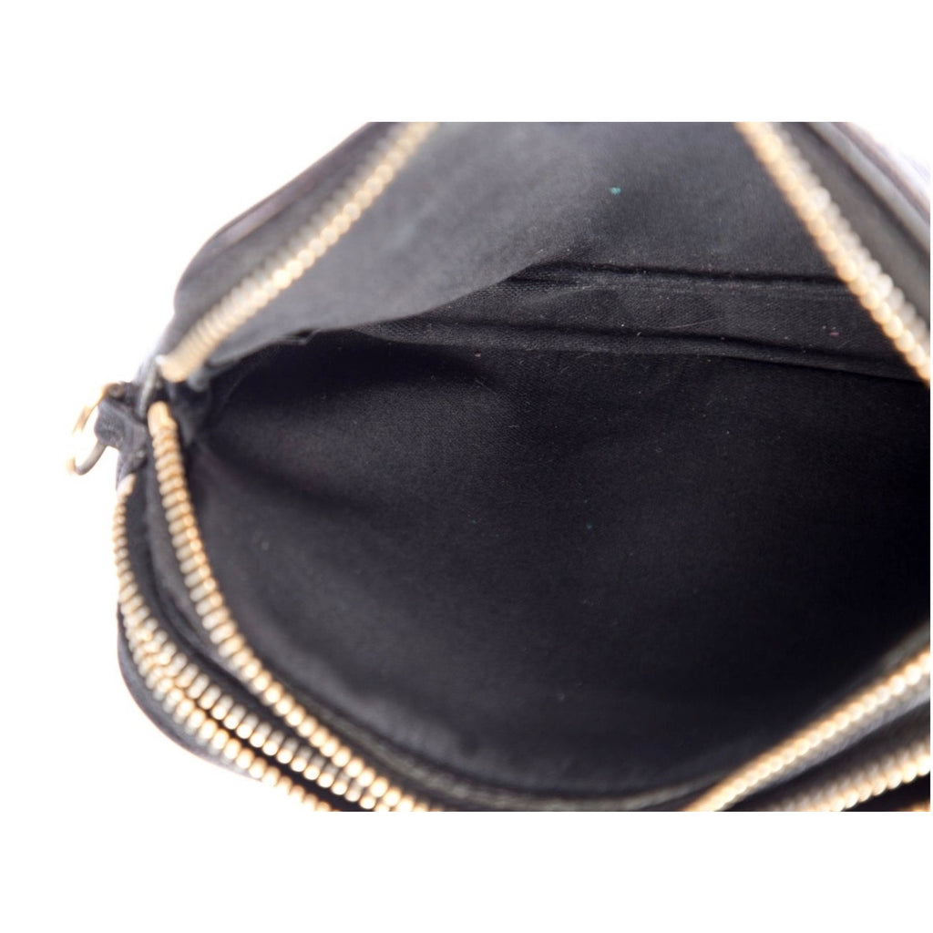 Miu Miu Black Leather Gold Studded Zip Around Wallet
