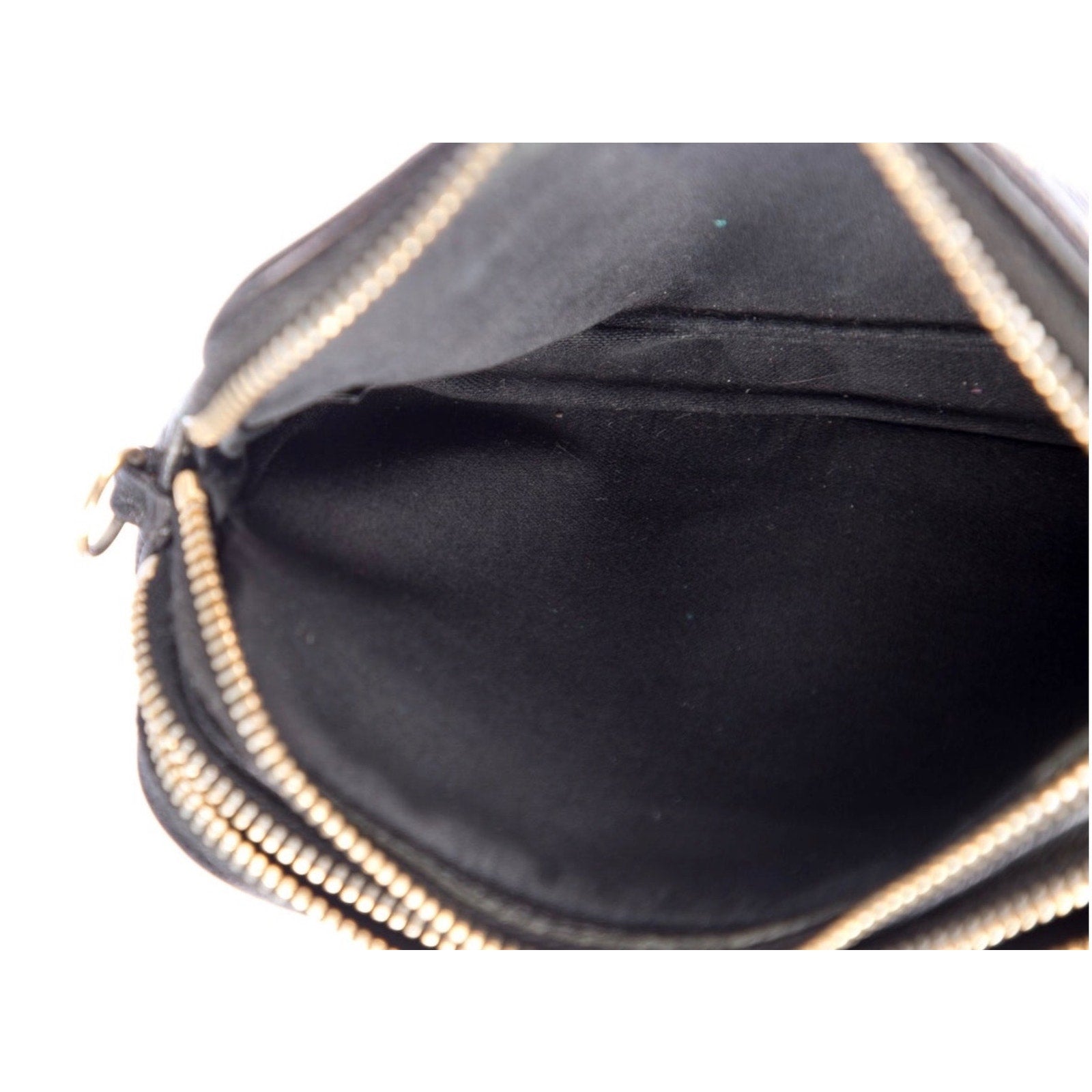 Miu Miu Black Leather Gold Studded Zip Around Wallet
