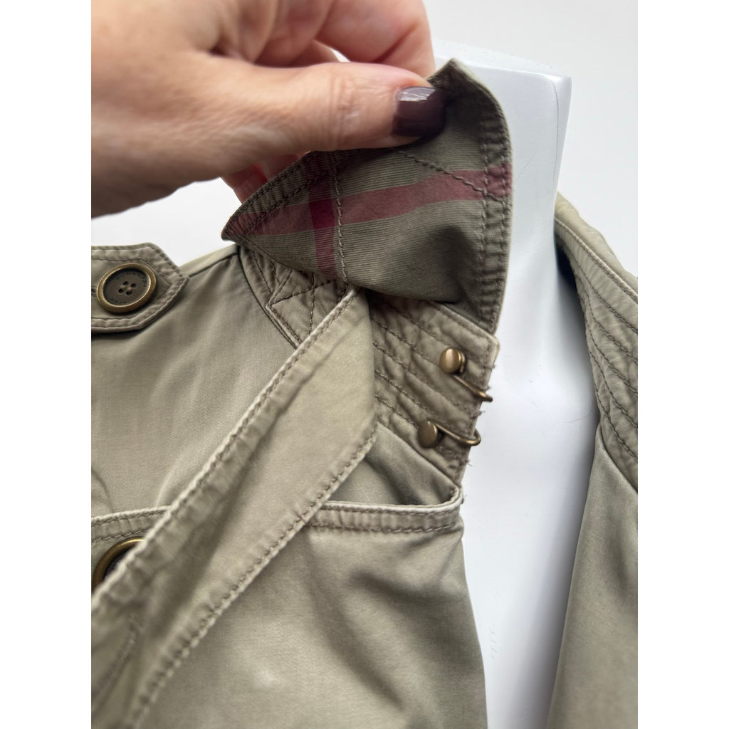 Burberry Brit Women's Khaki Olive-Tone Jacket – Size US 10 (Fits Medium)