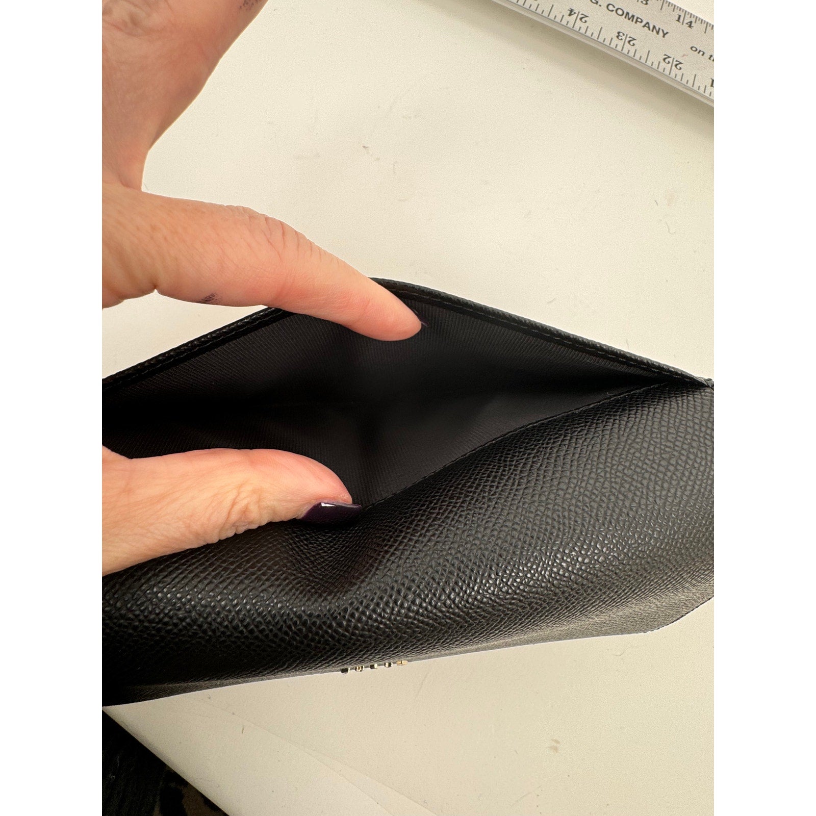 Furla NWT Black Pebble Grained Continental Trifold Wallet With Box and Bag Charm