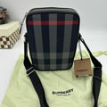 Men's Burberry, paddy check messenger bag adjustable strap made in Italy