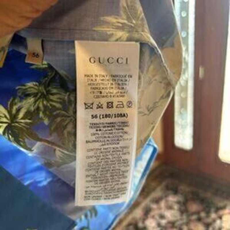 Men’s Gucci palm tree, print bowling shirt size size 56 made in Italy