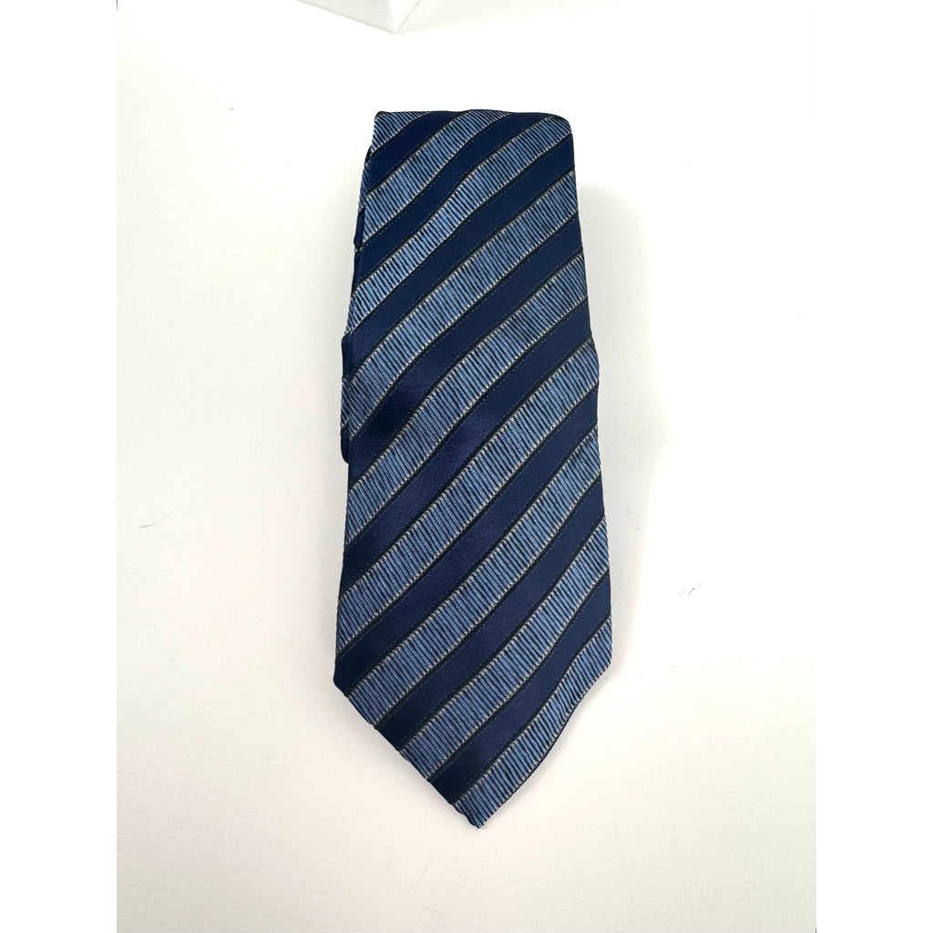 Ermenegildo Zegna Men's Blue Striped Silk Tie Made in Italy