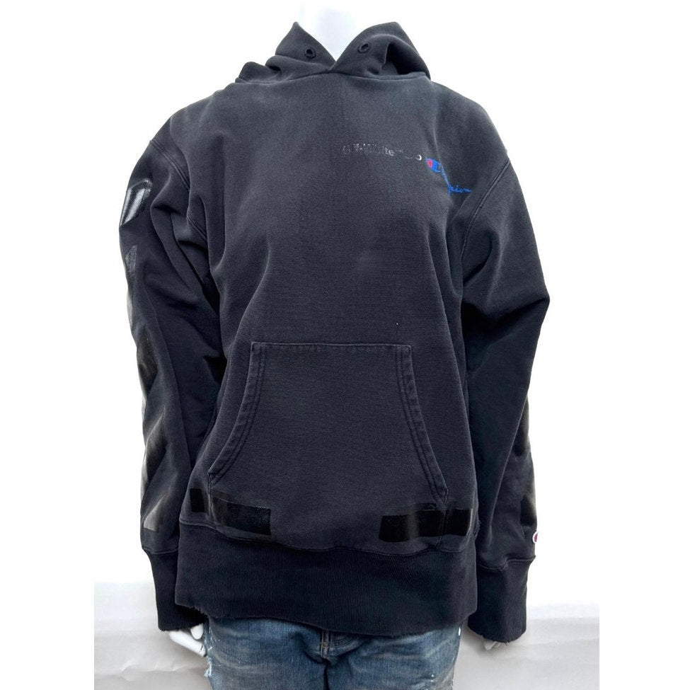 Men's OFF-WHITE × Champion Black Size M Rare Collab Rubber Arrow Hoodie