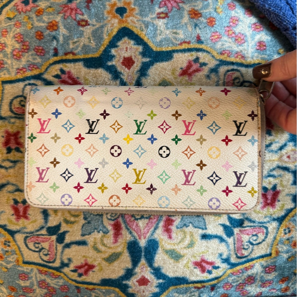 Louis Vuitton Takashi, Murakami collaboration, long zippy wallet w/pink interior