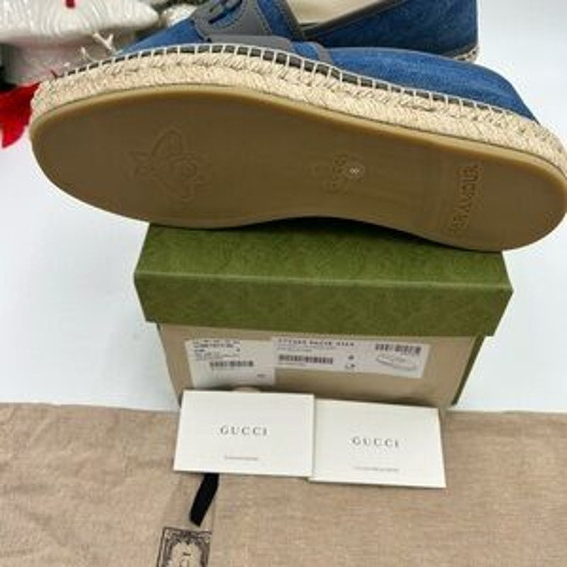 Gucci men's Denim and Gray interlocking G Espadrilles size 8