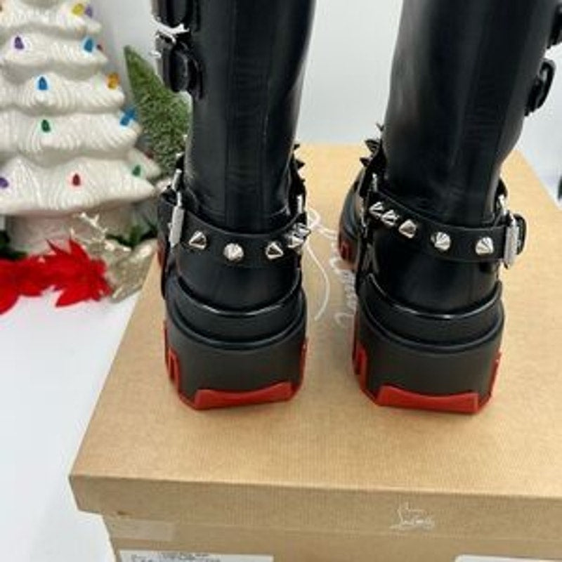 Christian Louboutin women's Dune bike spike Moto boots size 39 made in Italy