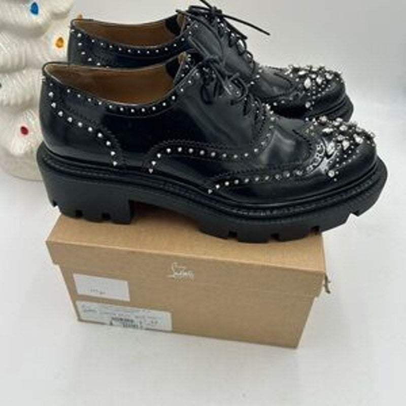 Men's Christian Louboutin college strass embellished Leather Oxford's size 44
