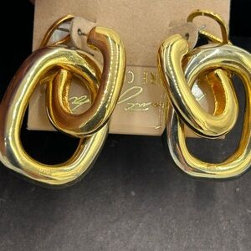 Women's Kenneth Jay Lane couture doorknocker style gold plated earrings