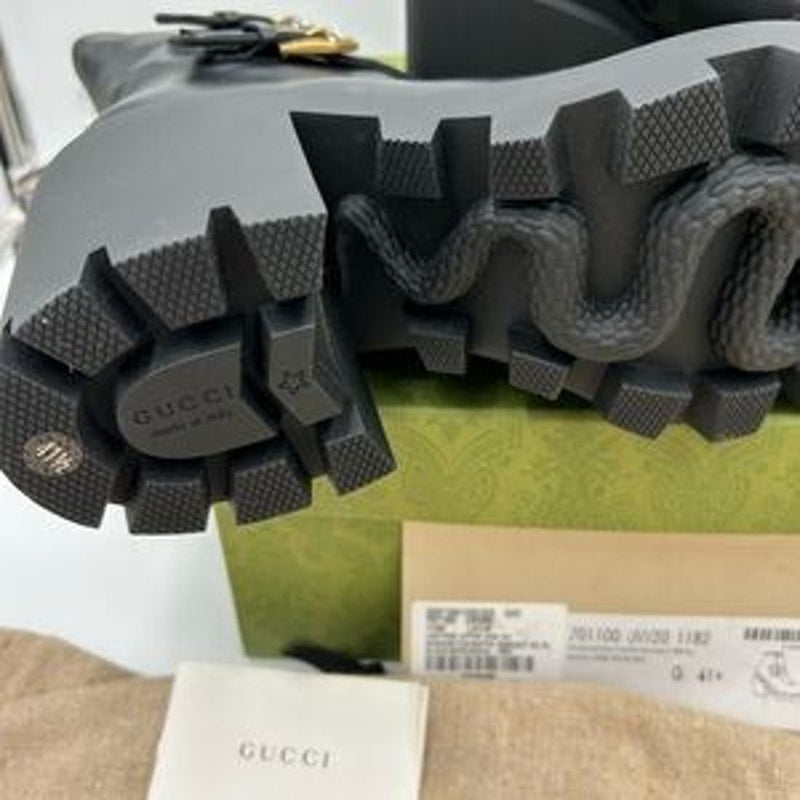 Women's Gucci Supreme ankle boots with rhinestone studded buckles size 41.5