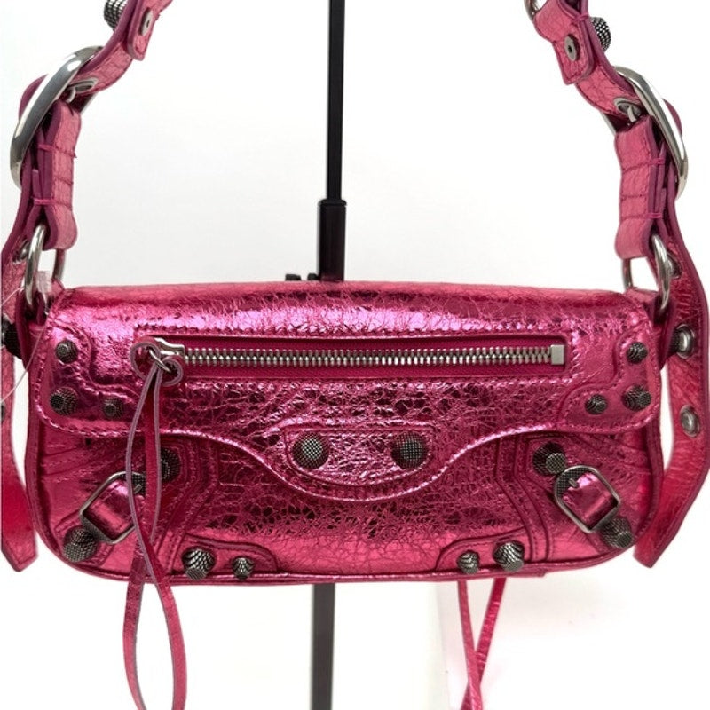Balenciaga Metallic Agneau Arena Le Cagole Sling Bag XS in Pink. NWT’s & Dusty