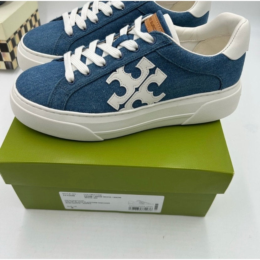 Women's Tory Burch platform denim sneakers size 8 US