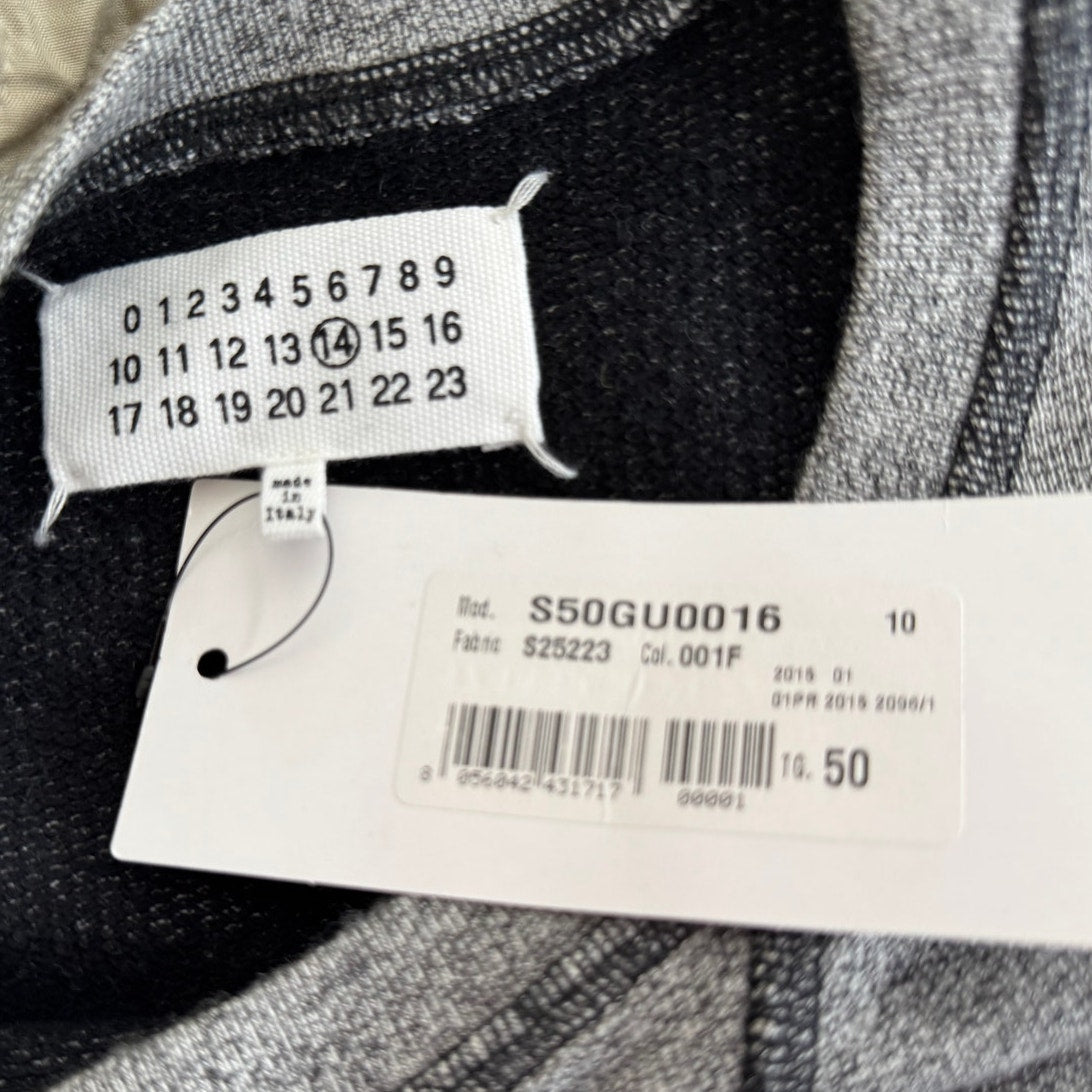 Mens Maison Margiela Wool Blend Leather Elbow Patch Crew Neck Sweatshirt Size 50