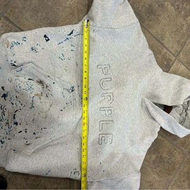 Men's Purple brand paint, splattered, crystal wordmark, heavy cotton fleece M