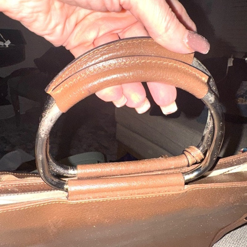 Gucci Tom Ford Brown Leather Silver circular top handle, 2 pocket snap top tote