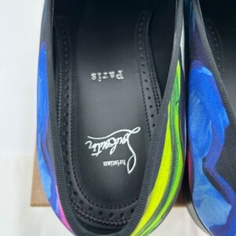 Men's Christian Louboutin, dandy chick roses, satin loafers size 43 made Italy