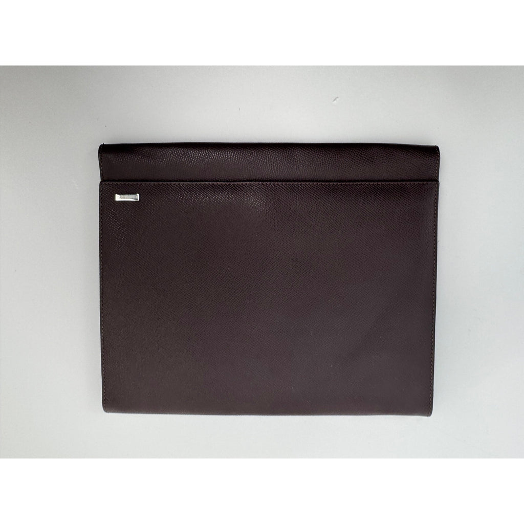 Beymen NWT Plum Taiga Leather Dual Compartment Folio Clutch – 9” x 10.5”