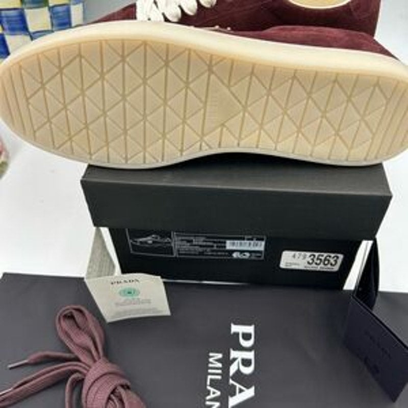 Men's Prada triangle logo suede sneakers size 9 US made in Italy