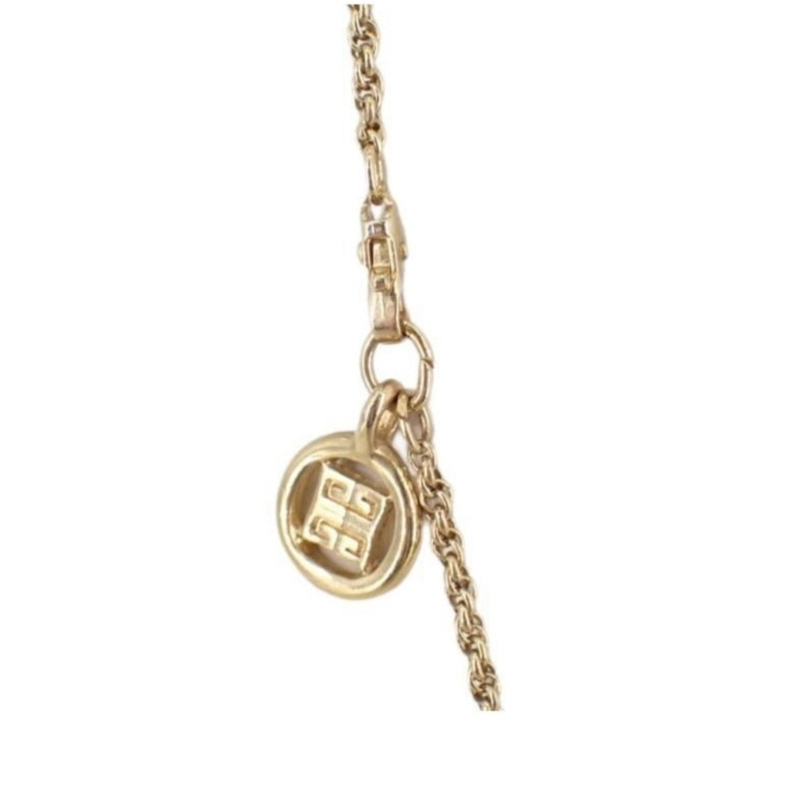 Givenchy lovely long Vintage Gold plated heart Necklace..w/branded clasp detail