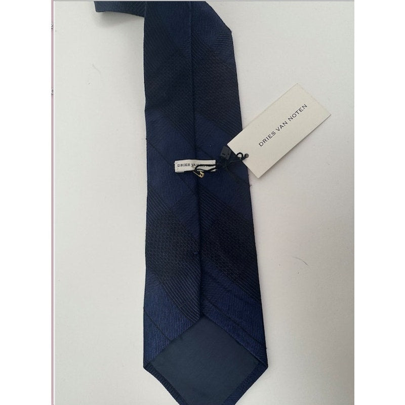 Dries Van Noten NWT Silk Tie Black & Blue Designer Luxury Neck Tie