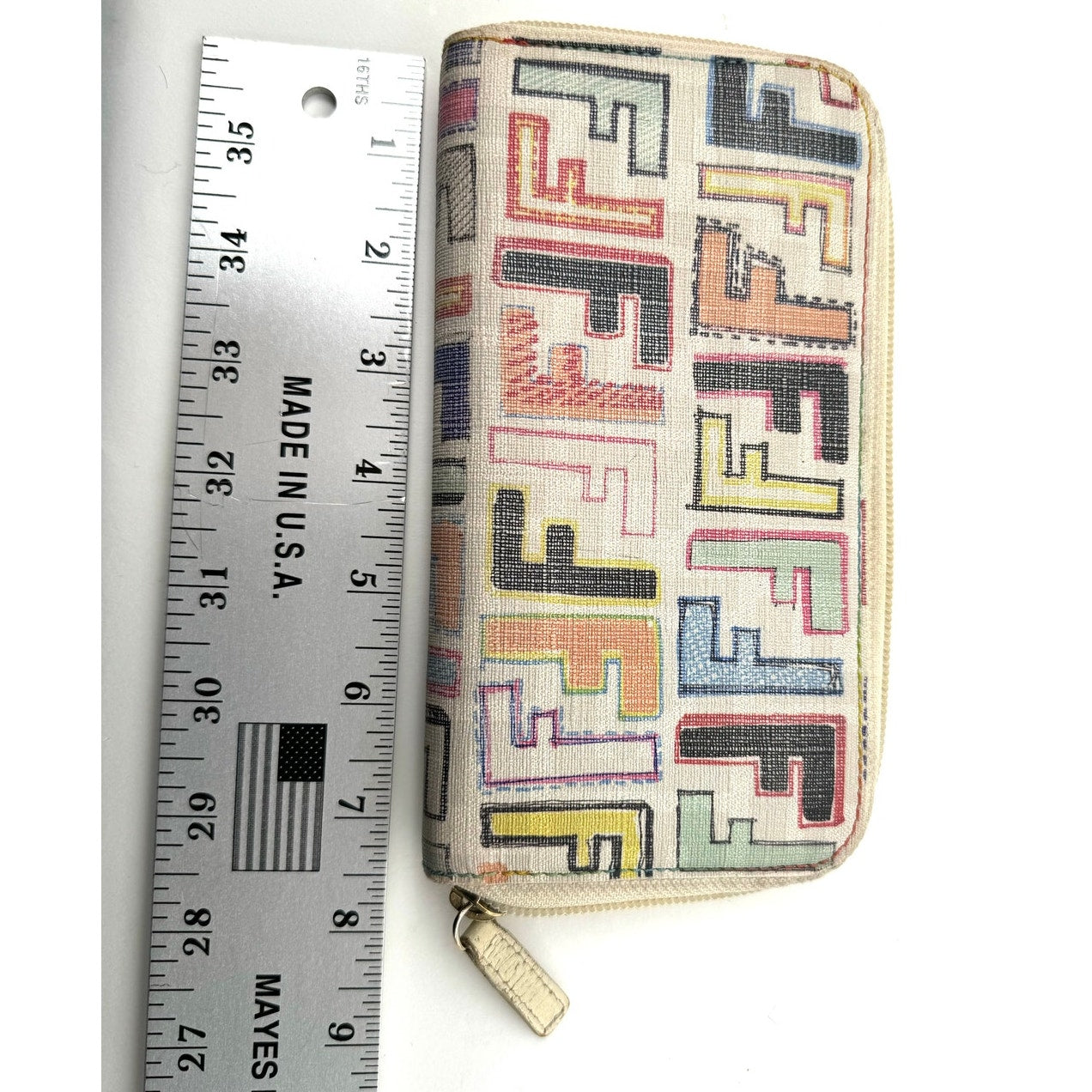 Fendi Rare Multicolor Zucca FF Long Zip Around Wallet