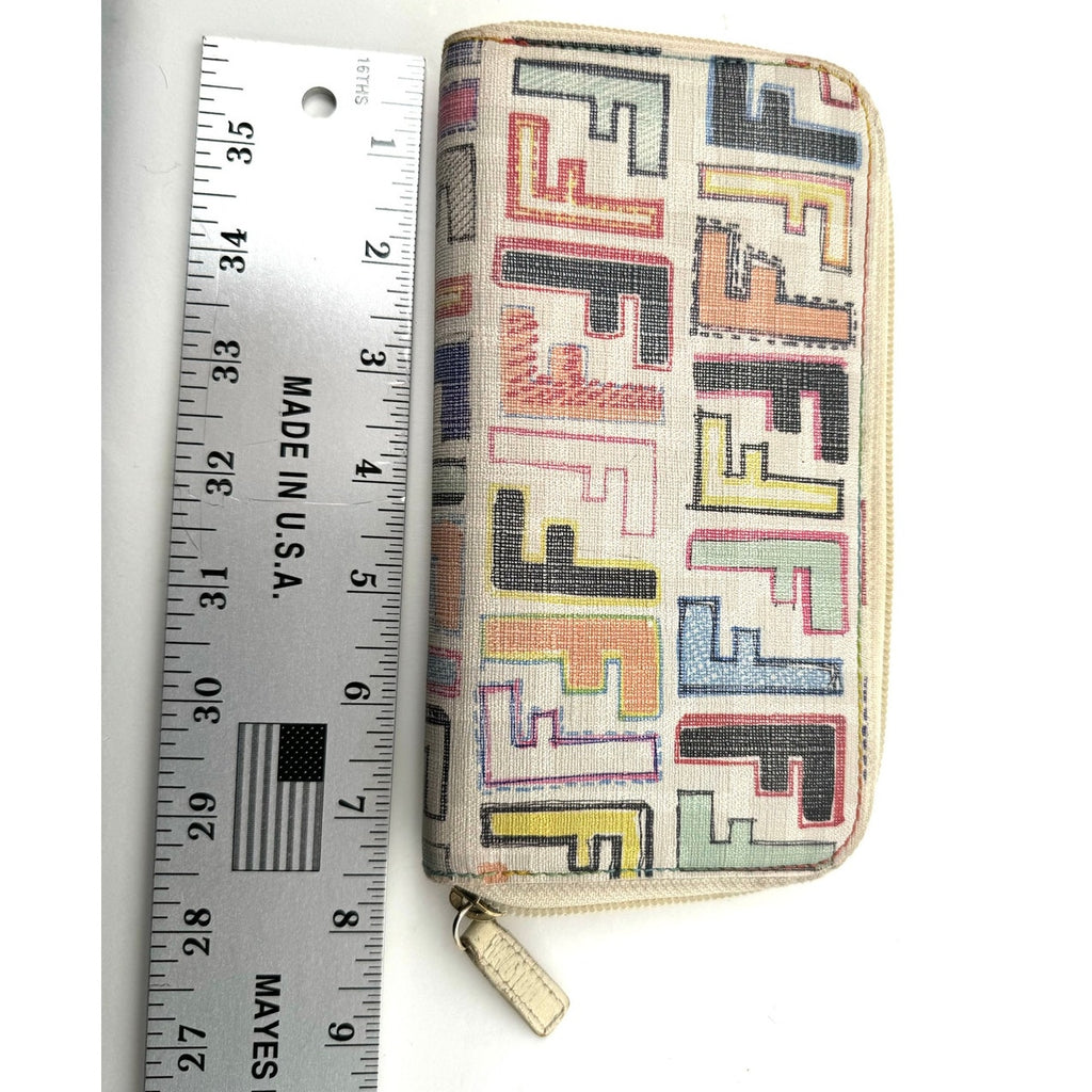 Fendi Rare Multicolor Zucca FF Long Zip Around Wallet