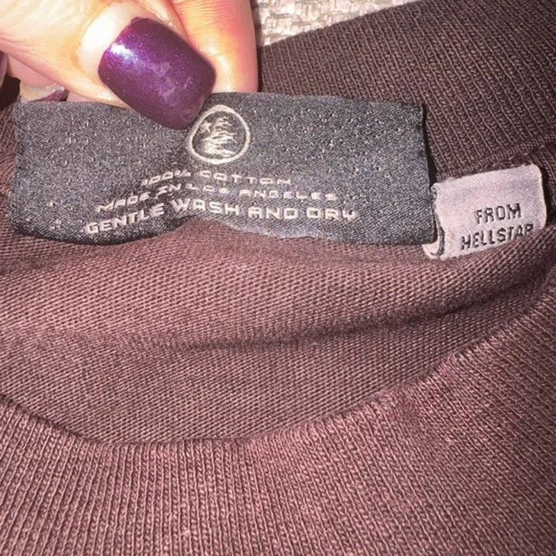 Hellstar Size Large NWOT’s maroon and white graphic T ..oversized heavyweight