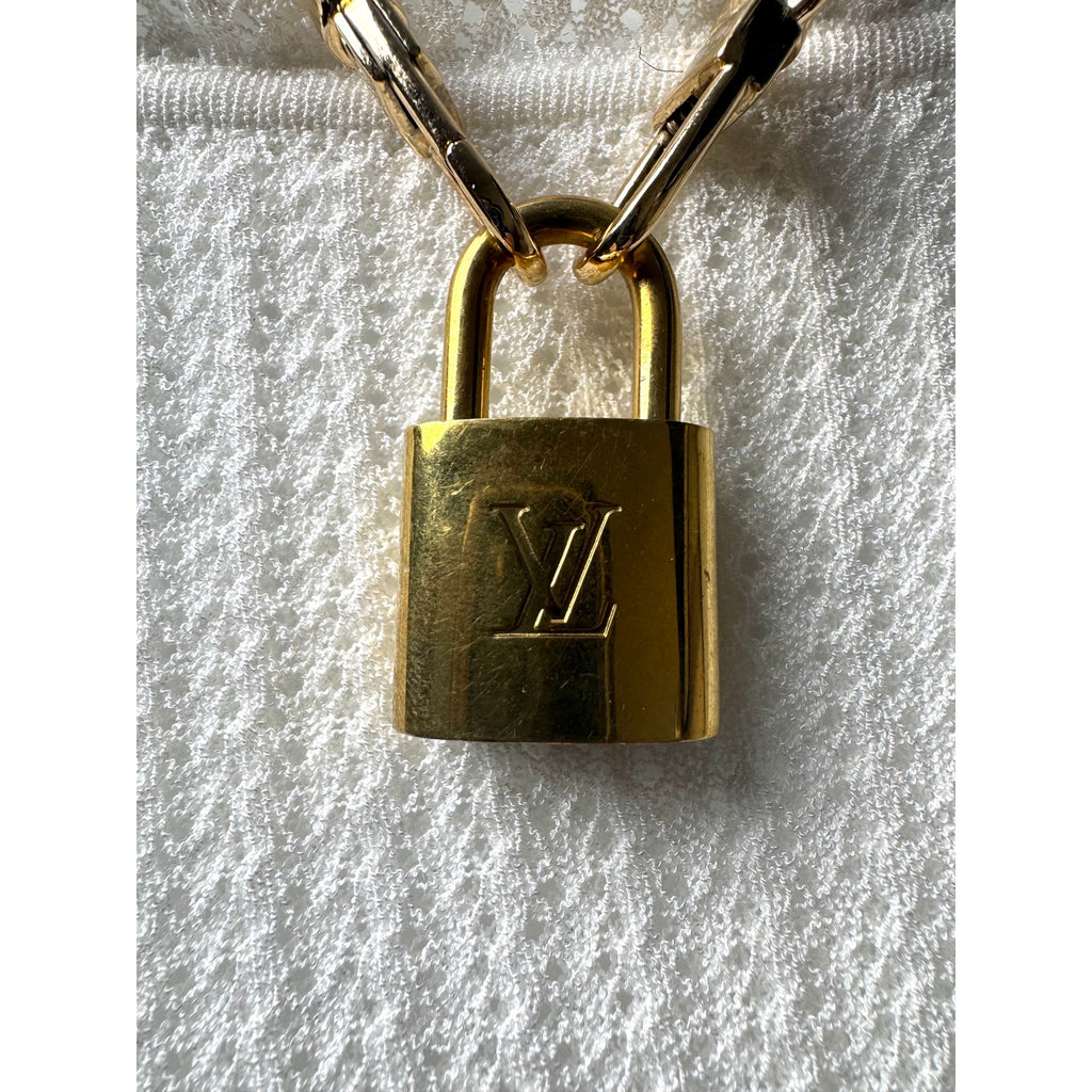 Louis Vuitton LV 301 Lock With Key on Gold Tone Unbranded Necklace
