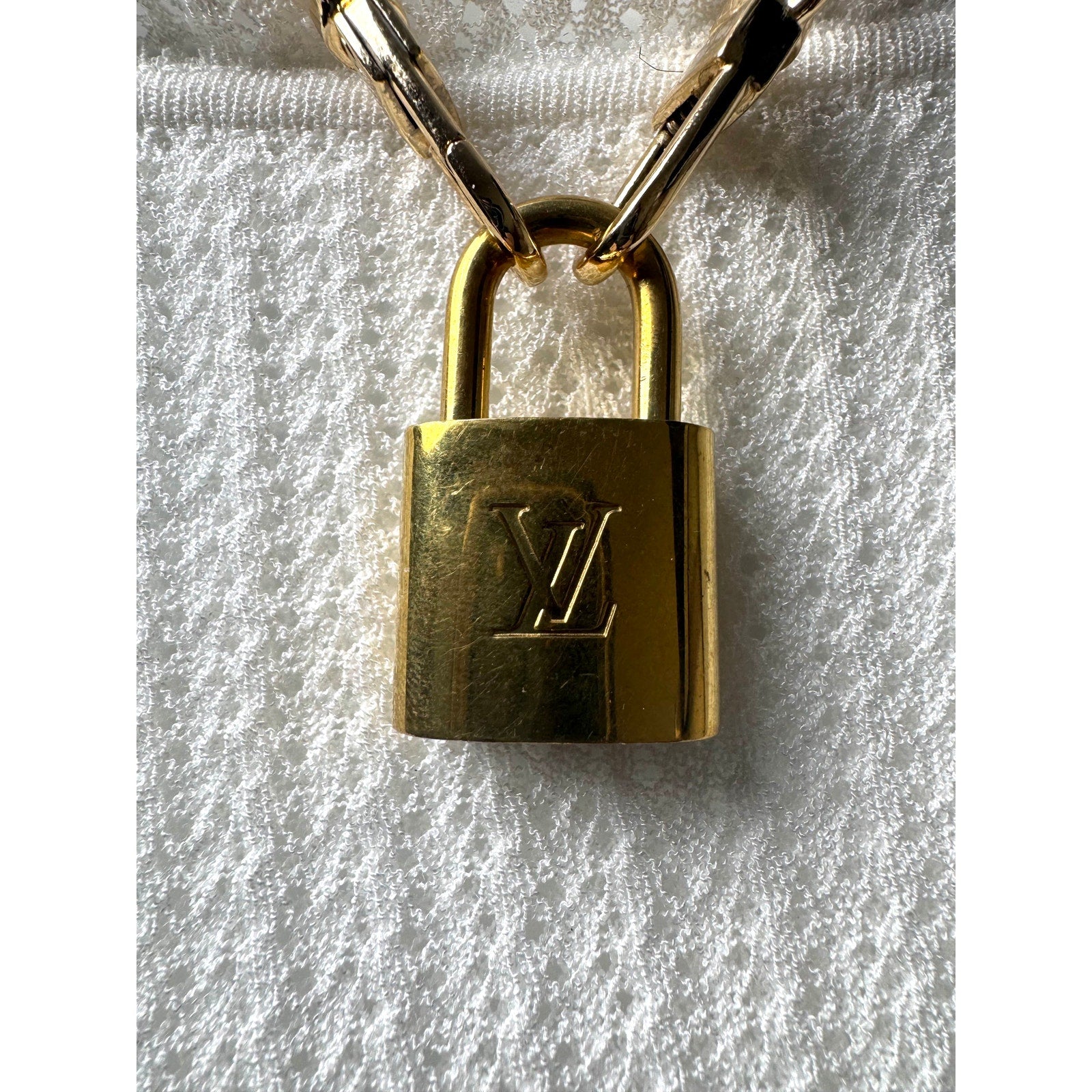 Louis Vuitton LV 301 Lock With Key on Gold Tone Unbranded Necklace