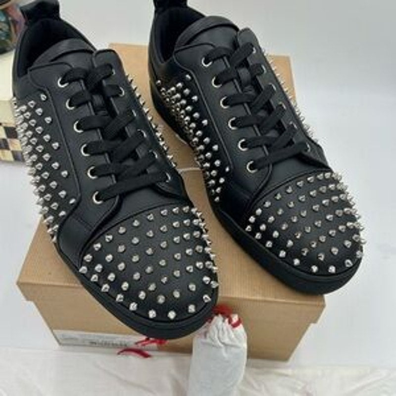 Men's Christian Louboutin, Louis Jr Spike flat sneakers size 47 made in Italy