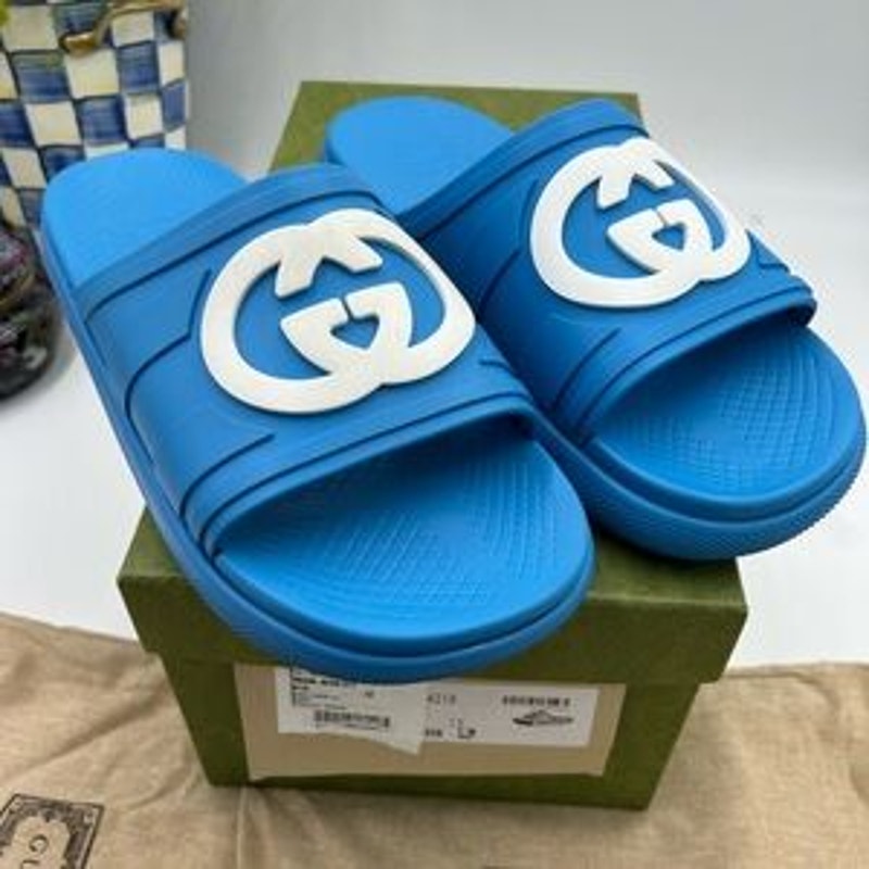 Men's Gucci interlocking G rubber Pool slides size 12 made in Italy