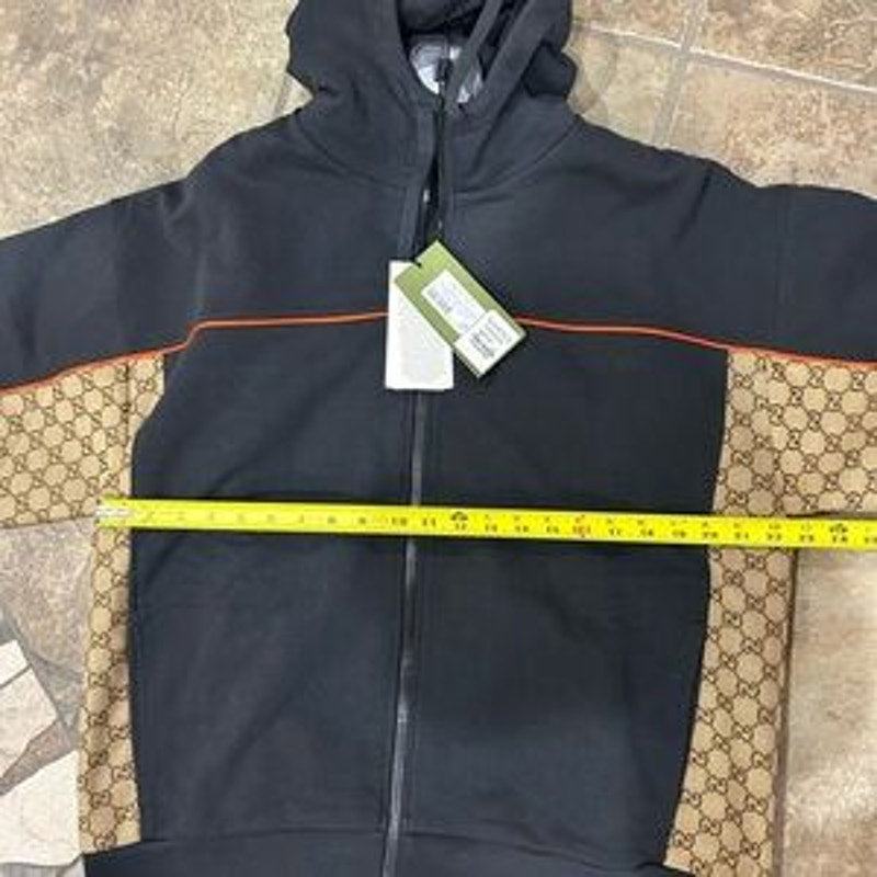 Men's Gucci, cotton jersey, zip jacket/hoodie signature GG Supreme size large
