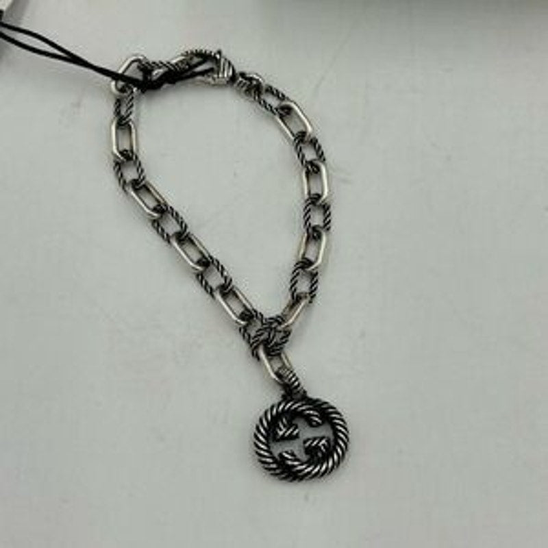 Women’s Gucci, interlocking G twisted charm sterling silver bracelet 925 Italy