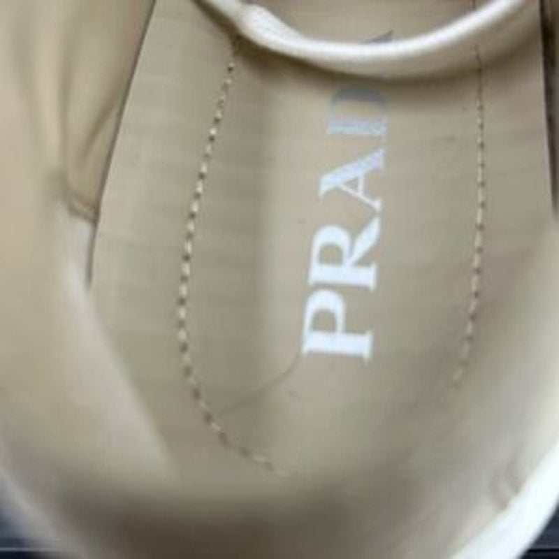 Women's Prada re-wheel gabardine sneaker in Desert beige size 40.5 made in Italy